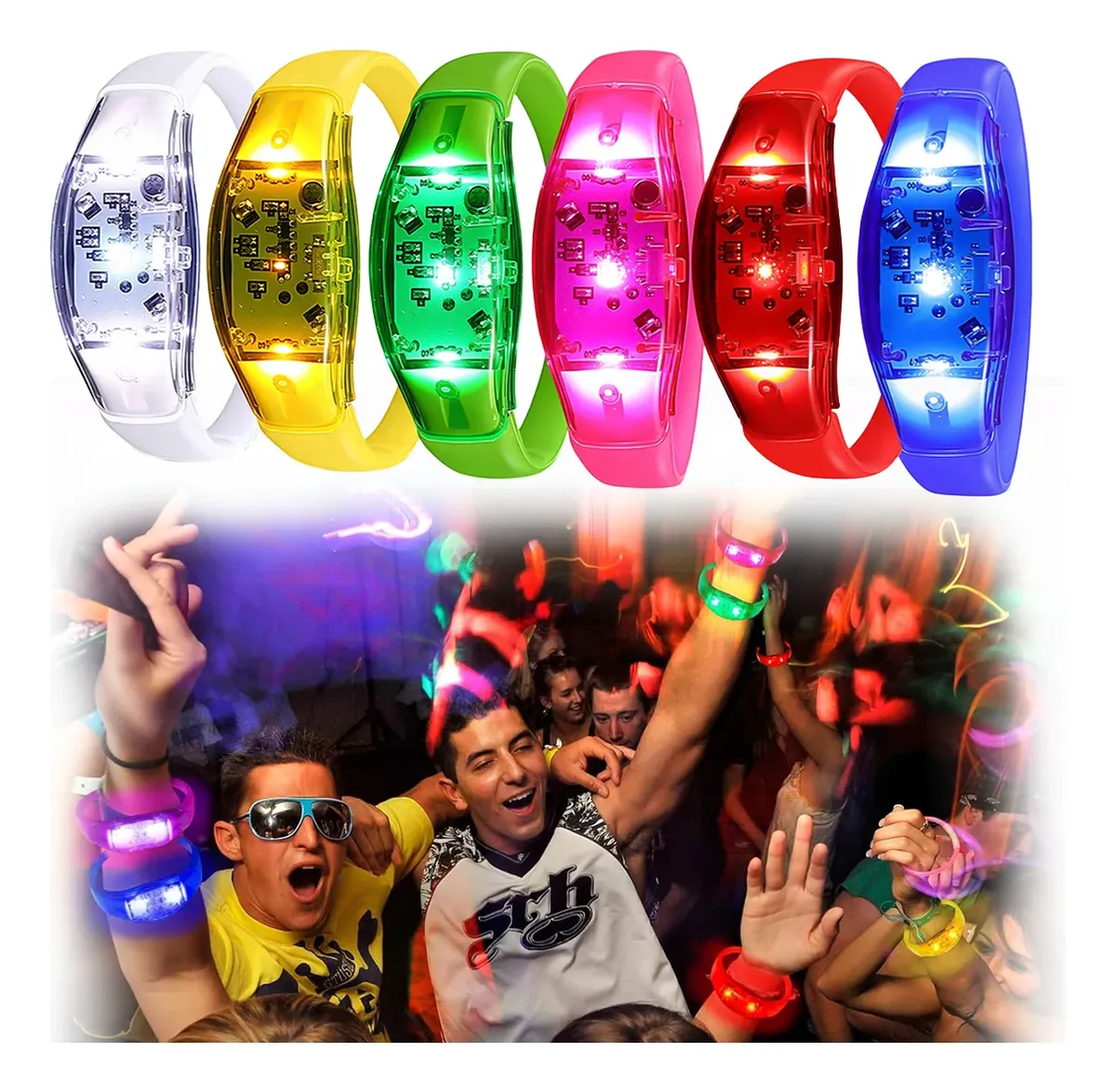 Audio Music Dj - 6 Pulseiras LED Ativadas por Som